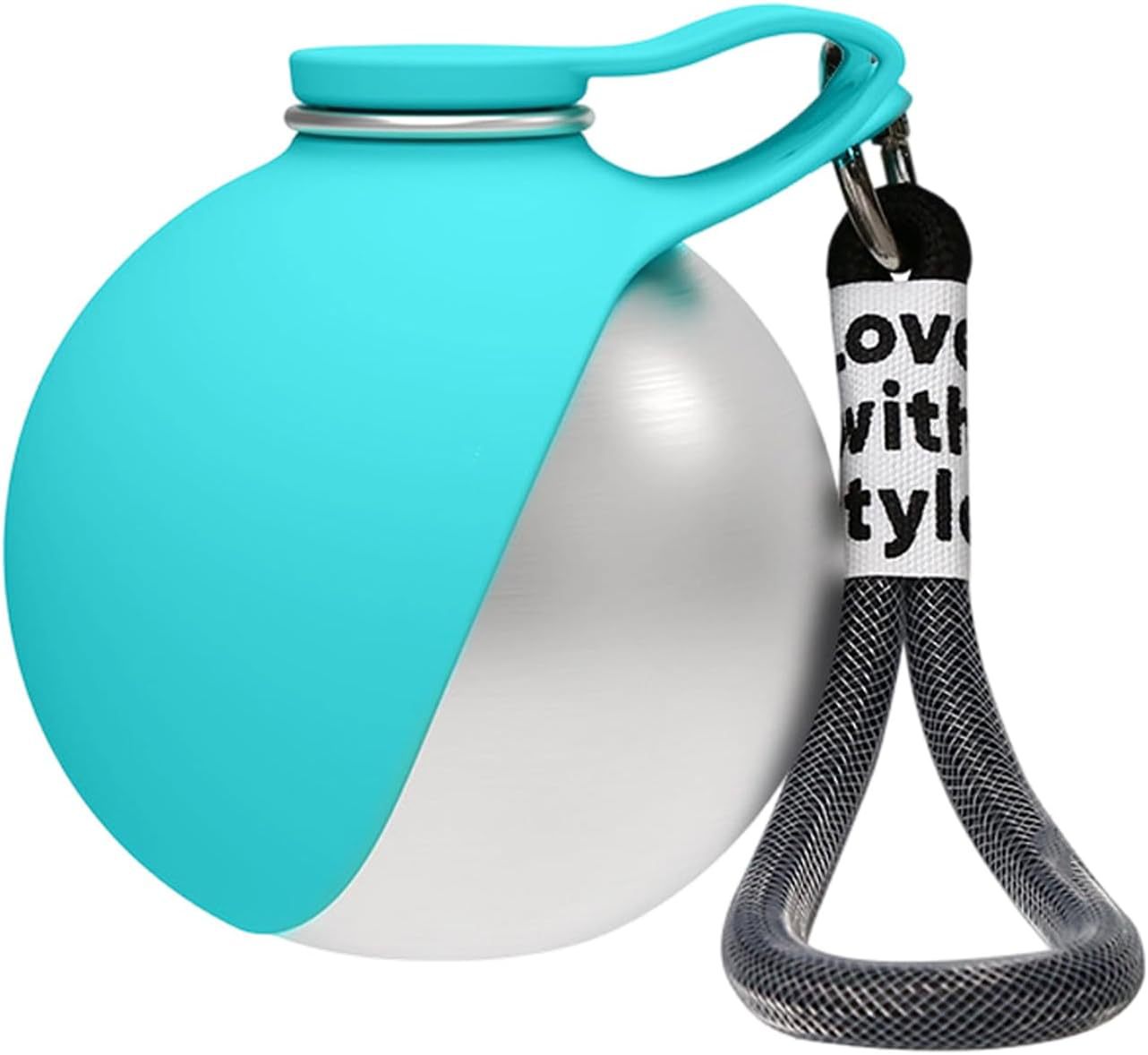Outdoor 304 Stainless Steel Round Hanging Carabiner Folding Silicone Water Bottle